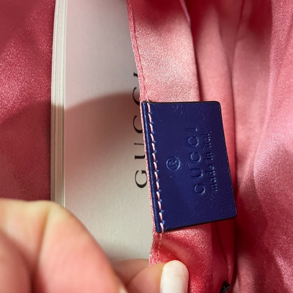 NEW GUCCI Blue Quilted Velvet GG Marmont Waist Belt Bag Fanny Pack Size 85/34 - Picture 7 of 11